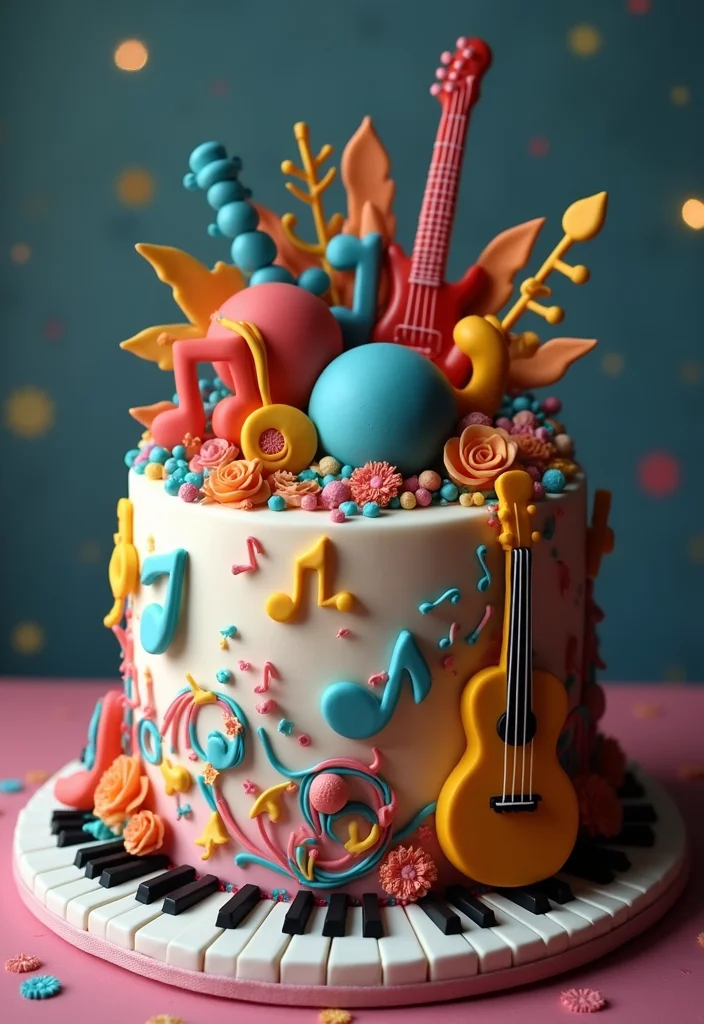22 Themed 60th Birthday Cakes for Men That Will Make His Day Unforgettable (You’ll Love #9!) - 7. Music Theme Cake