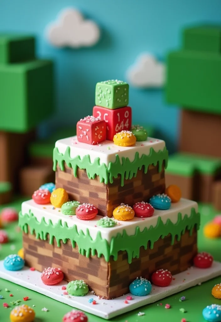 25 Whimsical Cake Ideas for Boys That'll Make Their Day Extra Special! - 21. Minecraft Cake