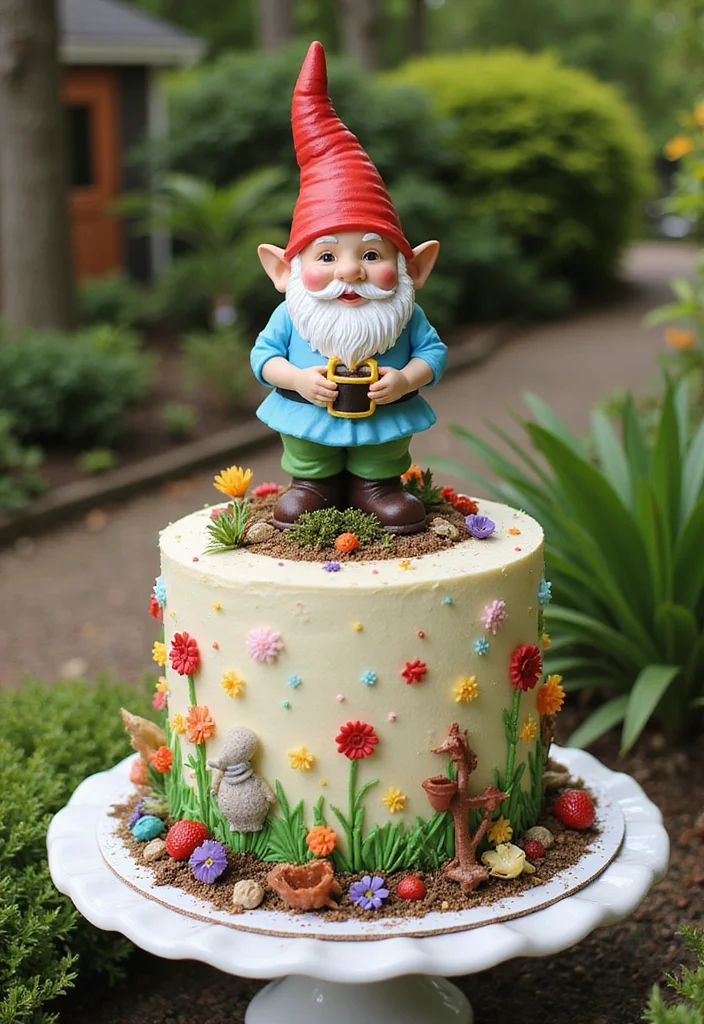 25 Whimsical Cake Ideas for Boys That'll Make Their Day Extra Special! - 24. Garden Gnome Cake