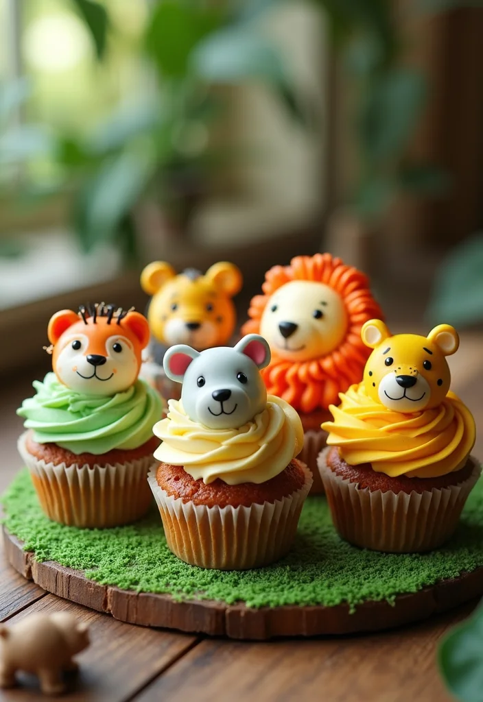 25 Whimsical Cake Ideas for Boys That'll Make Their Day Extra Special! - 25. Safari Animal Cupcake Cake
