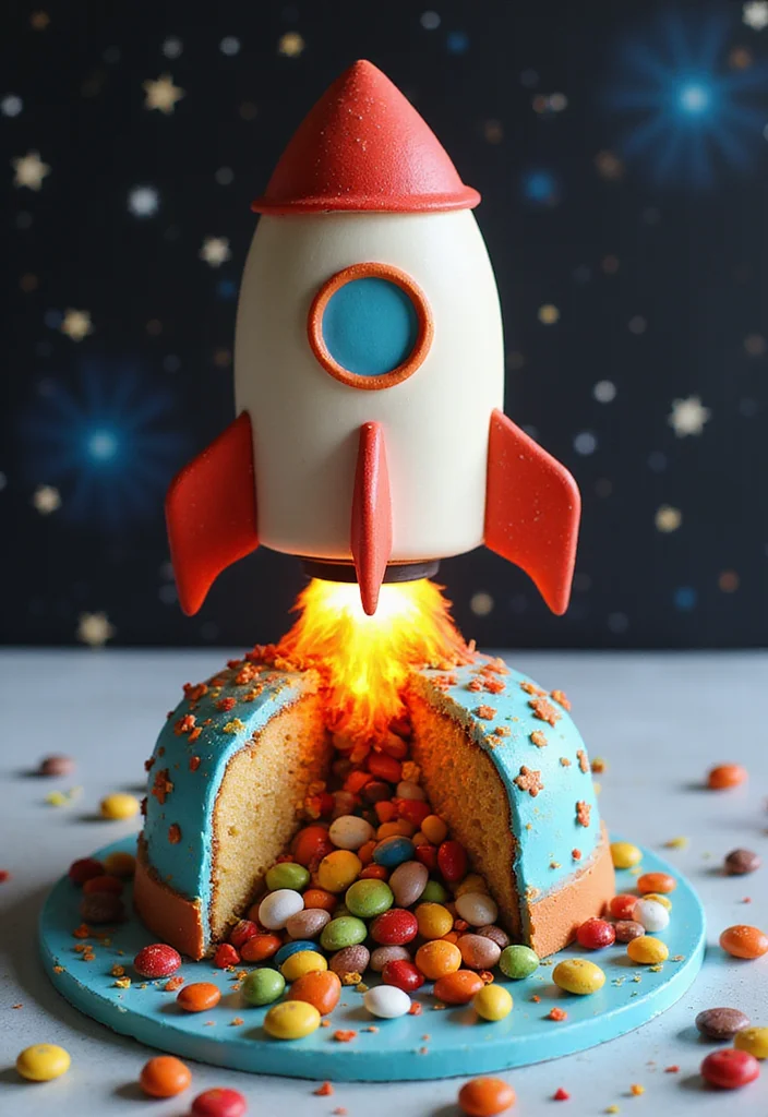 25 Whimsical Cake Ideas for Boys That'll Make Their Day Extra Special! - 3. Rocket Ship Cake