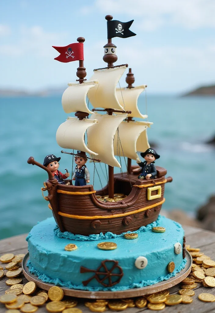 25 Whimsical Cake Ideas for Boys That'll Make Their Day Extra Special! - 4. Pirate Ship Cake