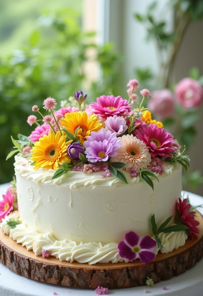 7 Easy White Forest Cake Designs That Will Make You a Baking Pro! - 4. Elegant Flower Garden