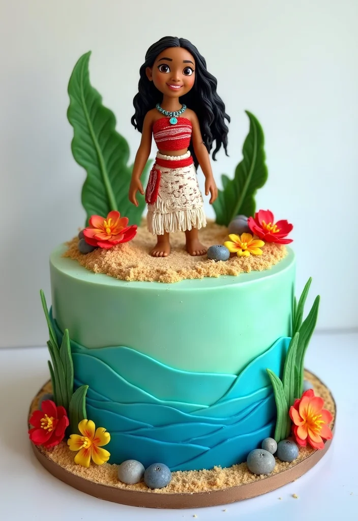 Discover 15 Stunning Moana Cake Designs That Will Leave Everyone in Awe! - 1. Moana’s Island Adventure Cake