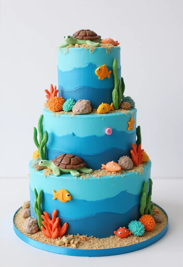 Discover 15 Stunning Moana Cake Designs That Will Leave Everyone in Awe! - 14. The Great Ocean Adventure Cake