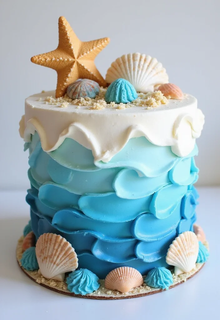 Discover 15 Stunning Moana Cake Designs That Will Leave Everyone in Awe! - 6. Ocean Wave Cake