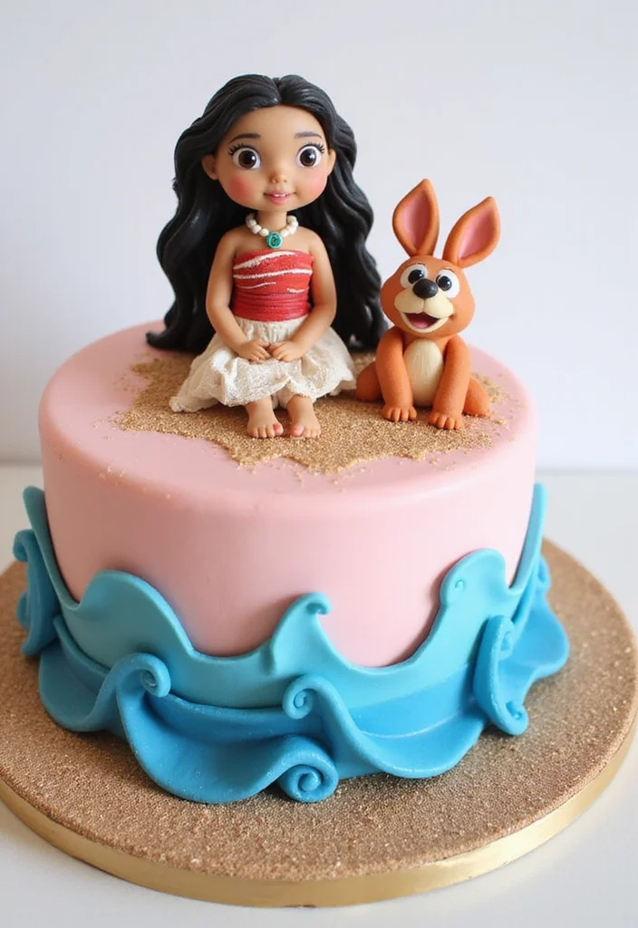 Discover 15 Stunning Moana Cake Designs That Will Leave Everyone in Awe! - 9. Moana & Pua Cake