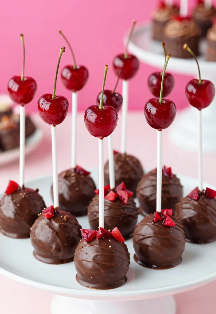 15 Cake Pops Chocolate Ideas Rich Classic Flavor - 12. Cherry Chocolate Cake Pops 1