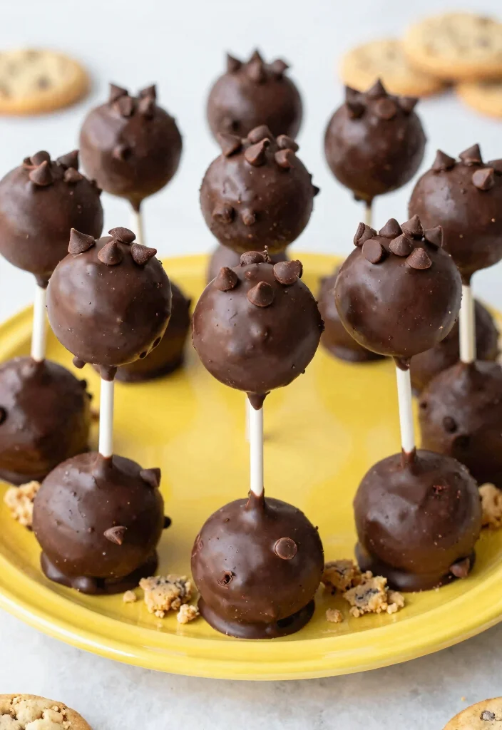 15 Cake Pops Chocolate Ideas Rich Classic Flavor - 6. Chocolate Chip Cookie Dough Cake Pops 1