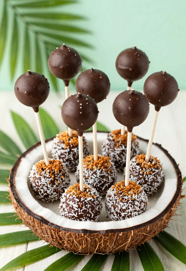 15 Cake Pops Chocolate Ideas Rich Classic Flavor - 8. Coconut Chocolate Cake Pops 1