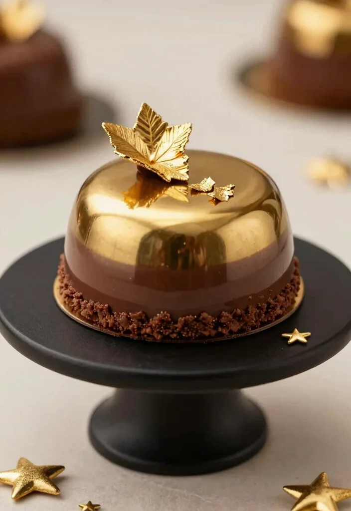 15 Chocolate Mousse Cake Design Ideas: Elegant Airy Style - 3. Metallic Accents for Glam 1