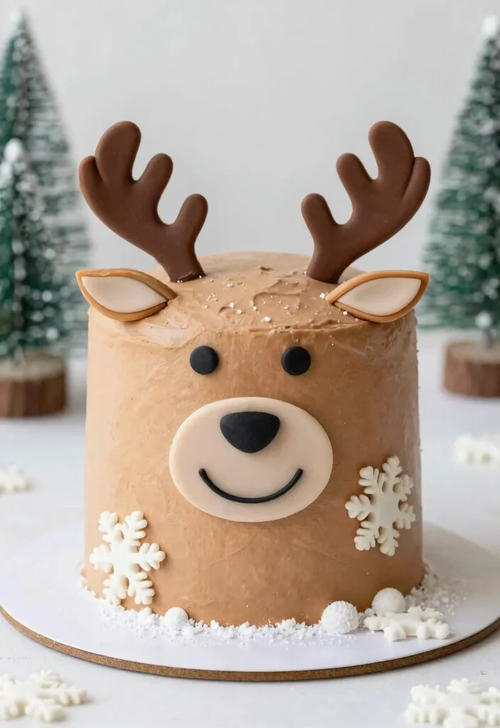 15 Christmas Cake Fondant Ideas: Elegant Holiday Designs - 10. Joyful Reindeer Cake 1