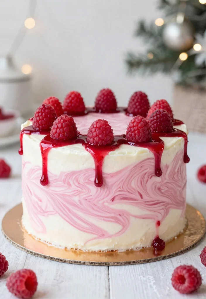 15 Christmas Cake Fondant Ideas: Elegant Holiday Designs - 14. Raspberry Swirl Cake 1