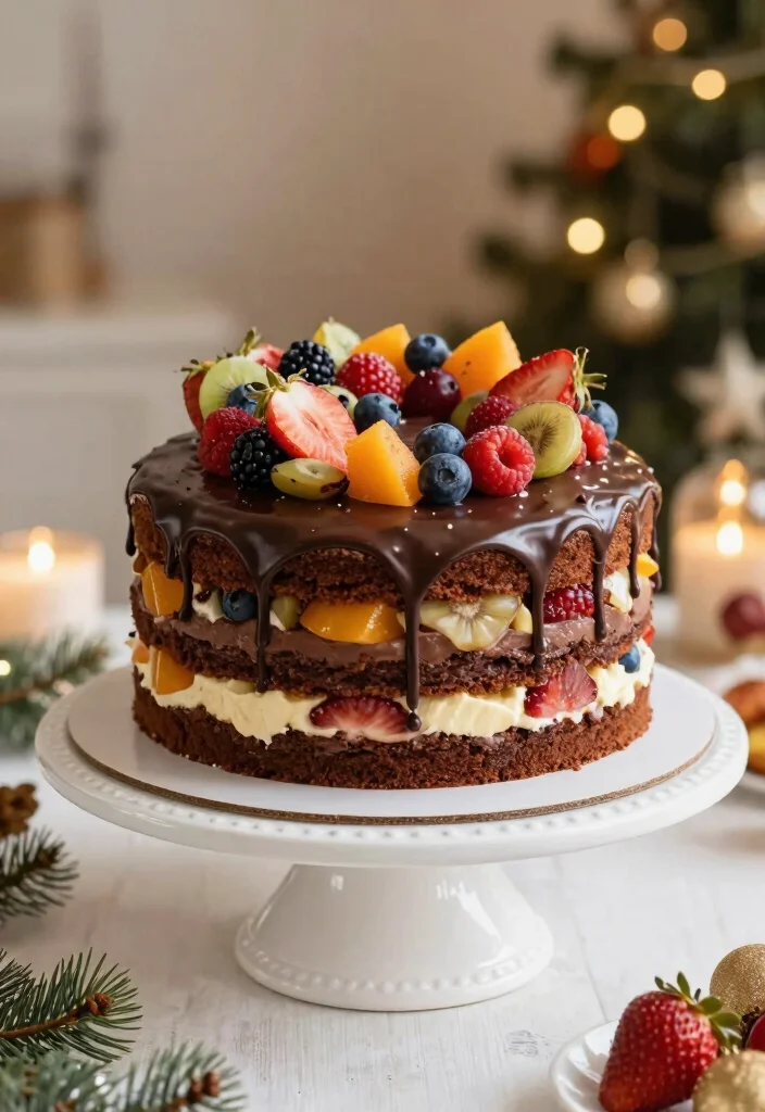 15 Christmas Cake Fondant Ideas: Elegant Holiday Designs - 15. Vegan Chocolate Fruit Cake 1