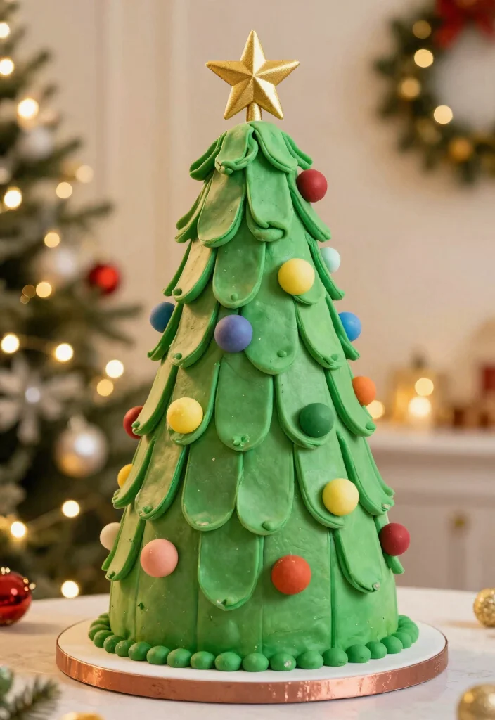 15 Christmas Cake Fondant Ideas: Elegant Holiday Designs - 5. Classic Christmas Tree Cake 1