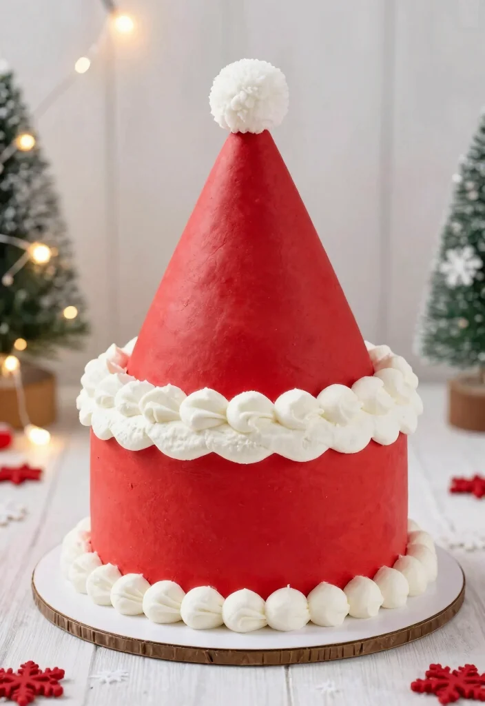 15 Christmas Cake Fondant Ideas: Elegant Holiday Designs - 7. Whimsical Santa Hat Cake 1
