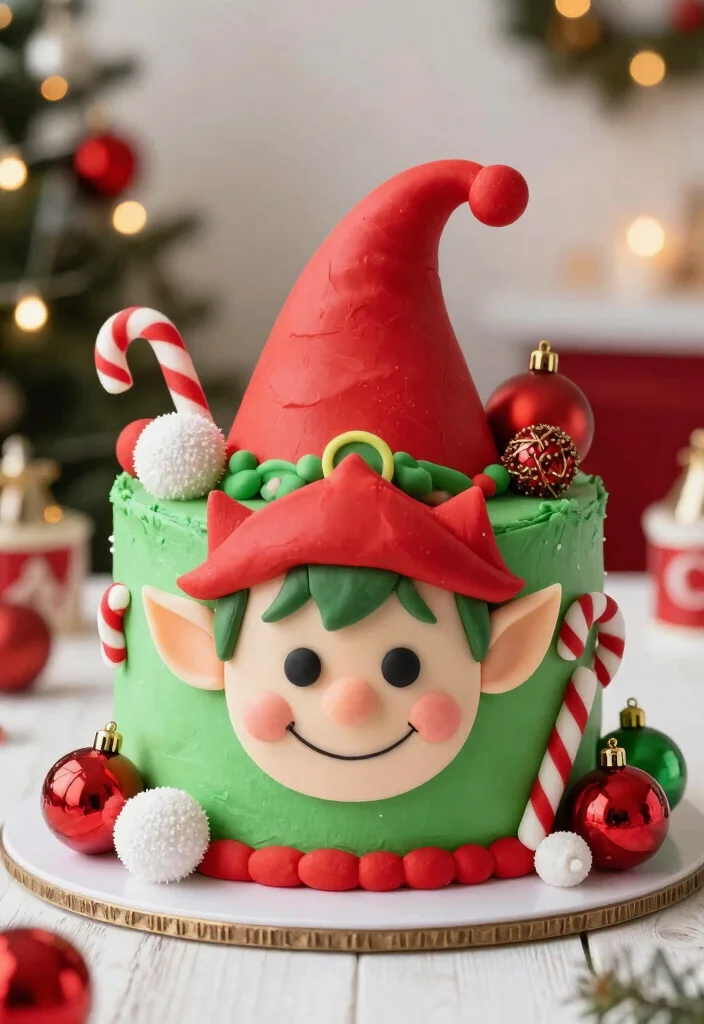 15 Christmas Cake Fondant Ideas: Elegant Holiday Designs - 9. Charming Elf Cake 1