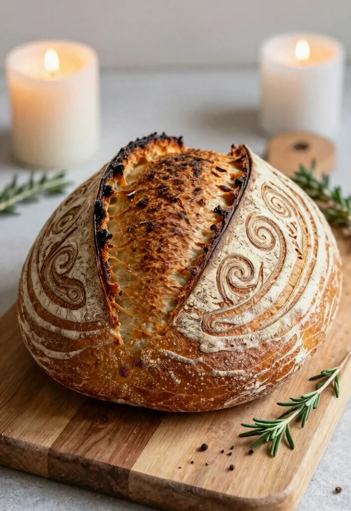 15 Sourdough Bread Art Ideas: Beautiful Scoring Designs - 4. Swirling Vines 1