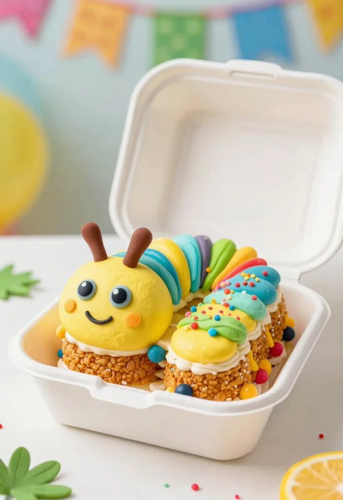 15 Yellow Bento Cake Ideas: Bright, Minimal, Cute Style - 10. Cute Caterpillar Cake 1
