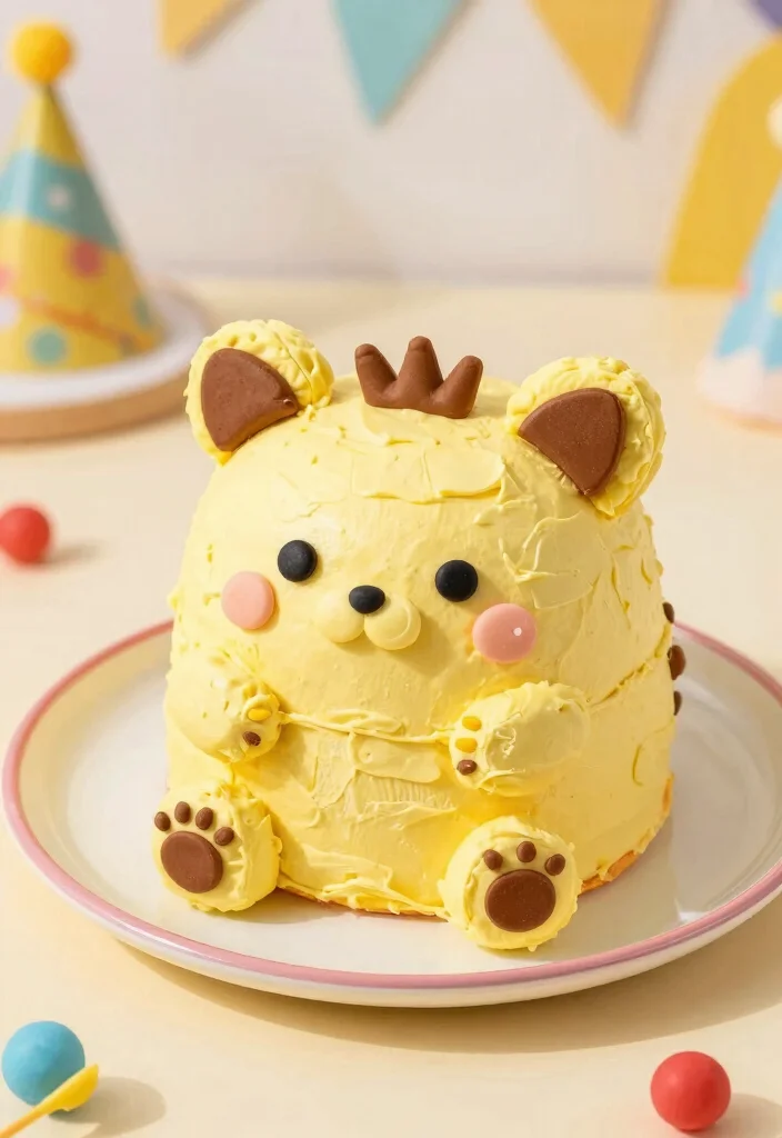 15 Yellow Bento Cake Ideas: Bright, Minimal, Cute Style - 14. Adorable Animal Bento Cake 1