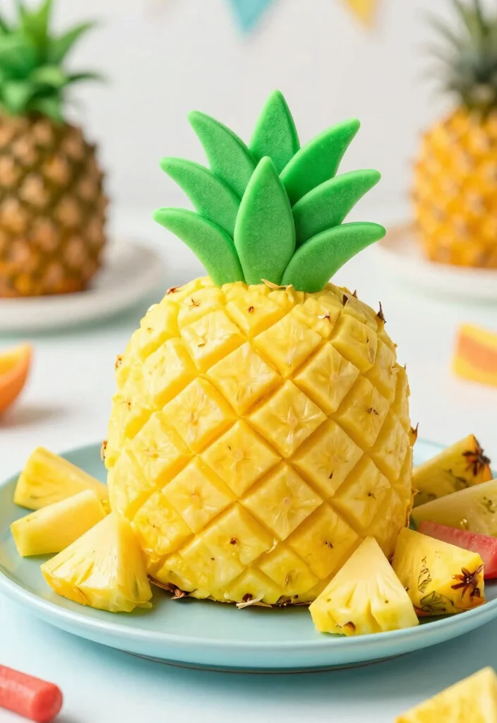 15 Yellow Bento Cake Ideas: Bright, Minimal, Cute Style - 3. Playful Pineapple Bento Cake 1