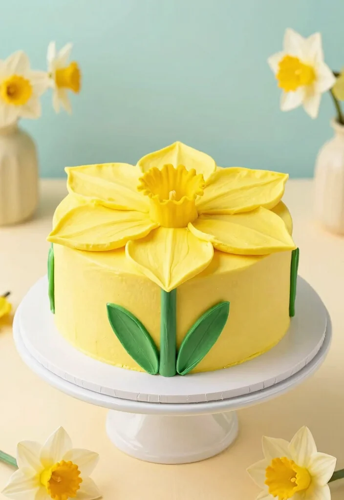 15 Yellow Bento Cake Ideas: Bright, Minimal, Cute Style - 7. Dazzling Daffodil Cake 1