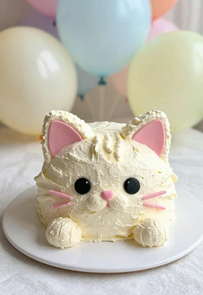 16 Bento Cake Cat Design Ideas Cute Playful Aesthetic - 1. Adorable Kitten Face Cake 1