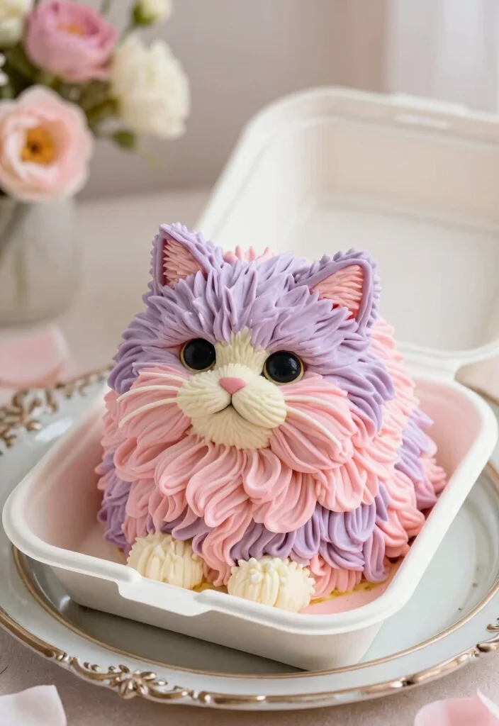 16 Bento Cake Cat Design Ideas Cute Playful Aesthetic - 6. Persian Cat Cake 1