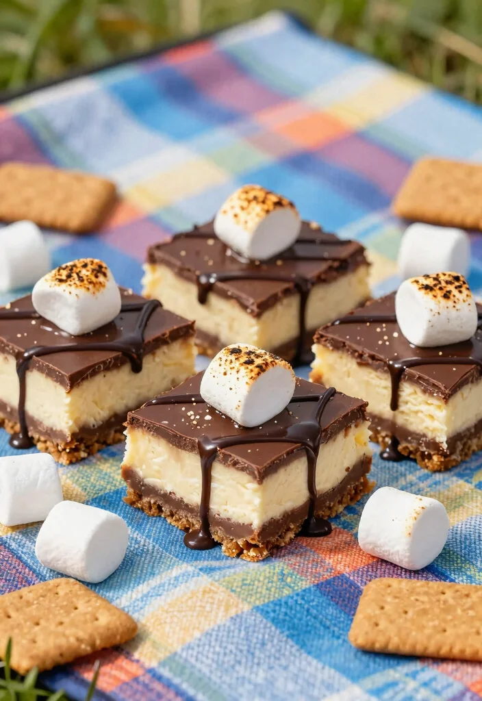 16 Chocolate Cheesecake Bars Ideas: Rich Fudgy Treats - 14. S’mores Chocolate Cheesecake Bars 1