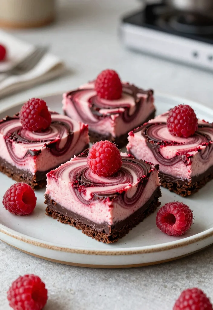 16 Chocolate Cheesecake Bars Ideas: Rich Fudgy Treats - 4. Chocolate Raspberry Swirl Cheesecake Bars 1