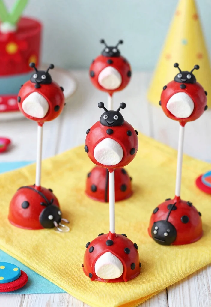 16 Ladybug Cake Pops Ideas: Cute Cartoon Treats - 13. Ladybug Cake Pops with Marshmallow Filling 1