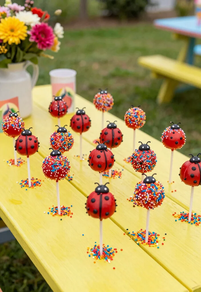16 Ladybug Cake Pops Ideas: Cute Cartoon Treats - 2. Ladybug Cake Pops with Sprinkles 1