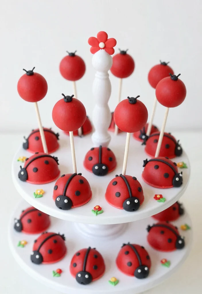 16 Ladybug Cake Pops Ideas: Cute Cartoon Treats - 7. Mini Ladybug Cake Pops 1