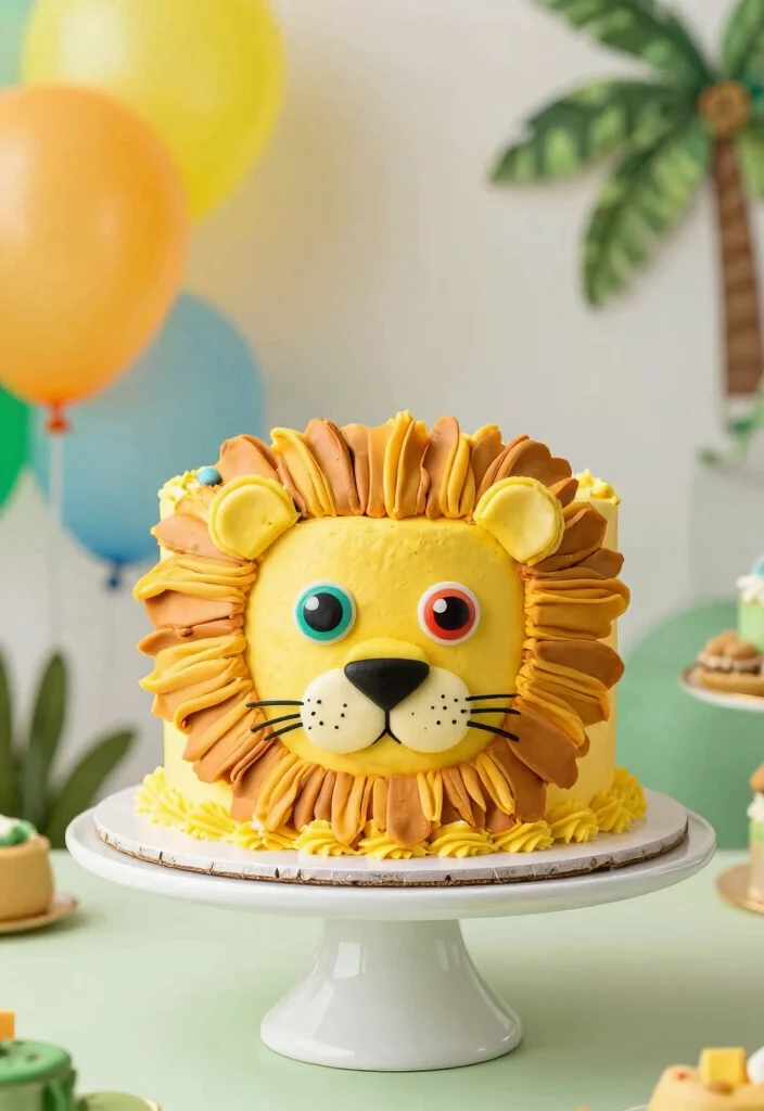 16 Lion Birthday Cake Ideas for a Cute Wild Celebration - 1. Adorable Lion Face Cake 1