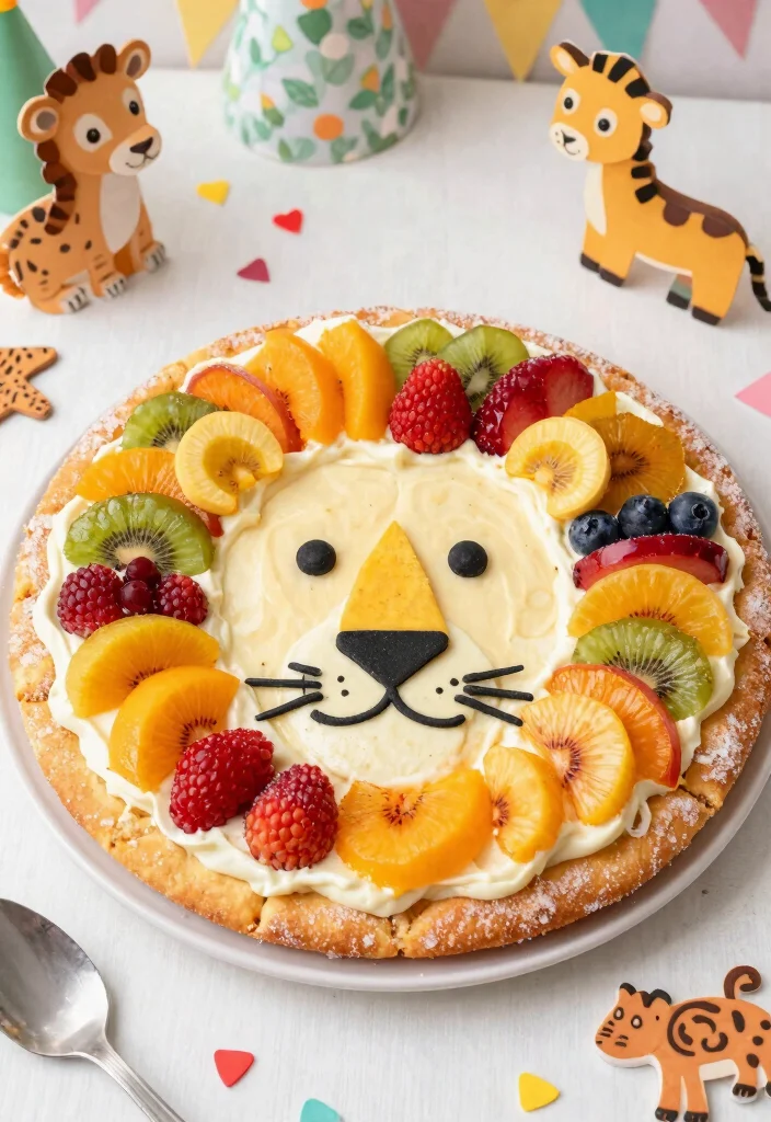16 Lion Birthday Cake Ideas for a Cute Wild Celebration - 12. Lion Face Fruit Pizza 1