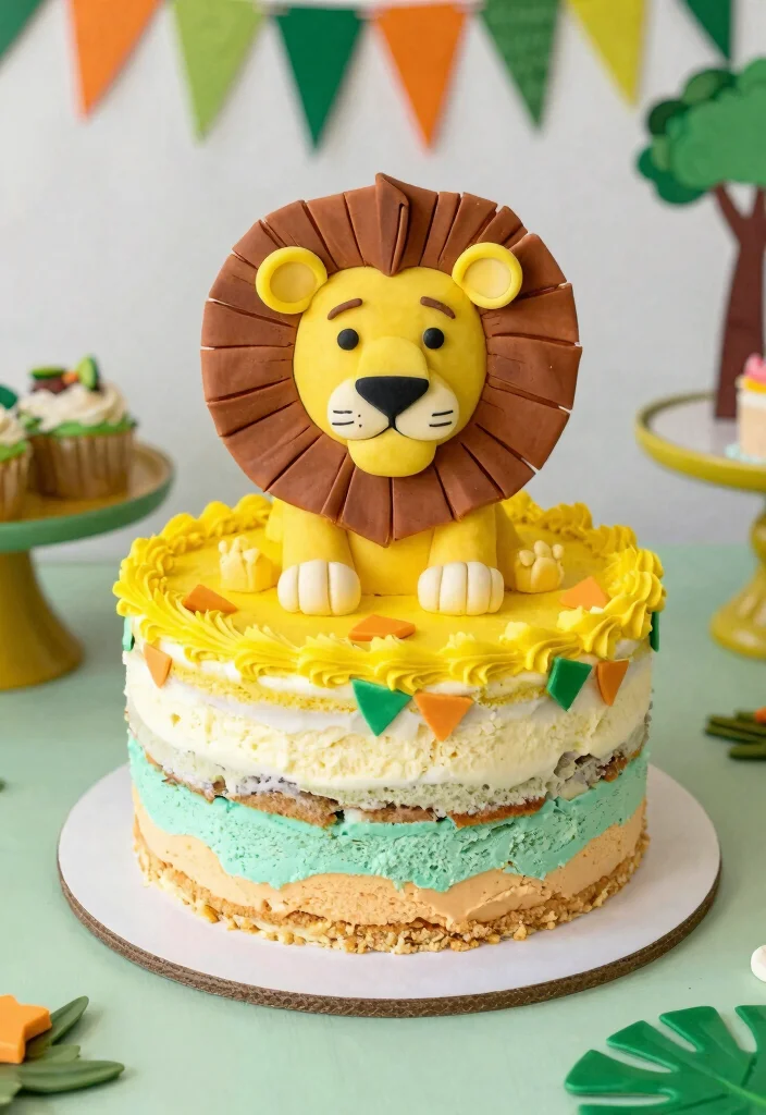16 Lion Birthday Cake Ideas for a Cute Wild Celebration - 16. Lion King Ice Cream Cake 1