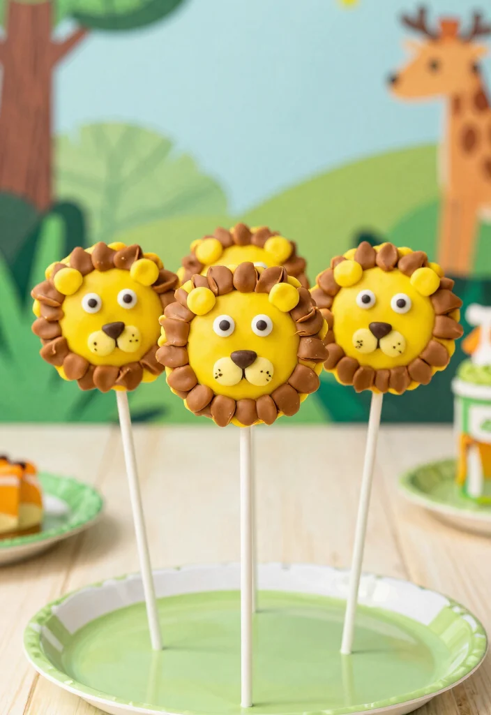 16 Lion Birthday Cake Ideas for a Cute Wild Celebration - 5. No-Bake Lion Cake Pops 1