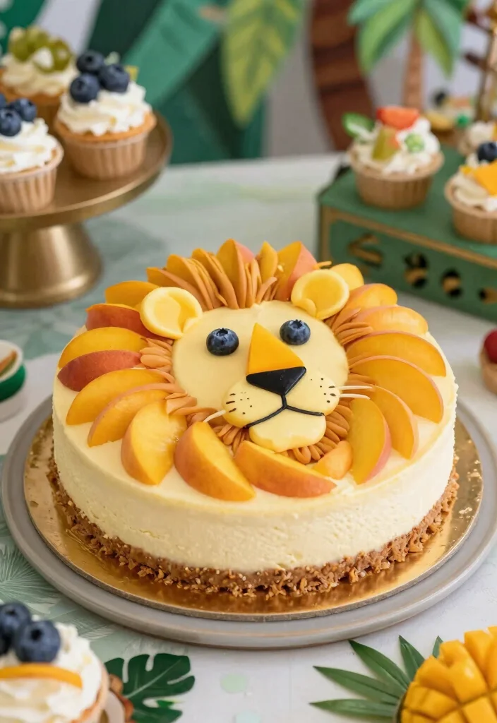 16 Lion Birthday Cake Ideas for a Cute Wild Celebration - 6. Lion-themed Cheesecake 1