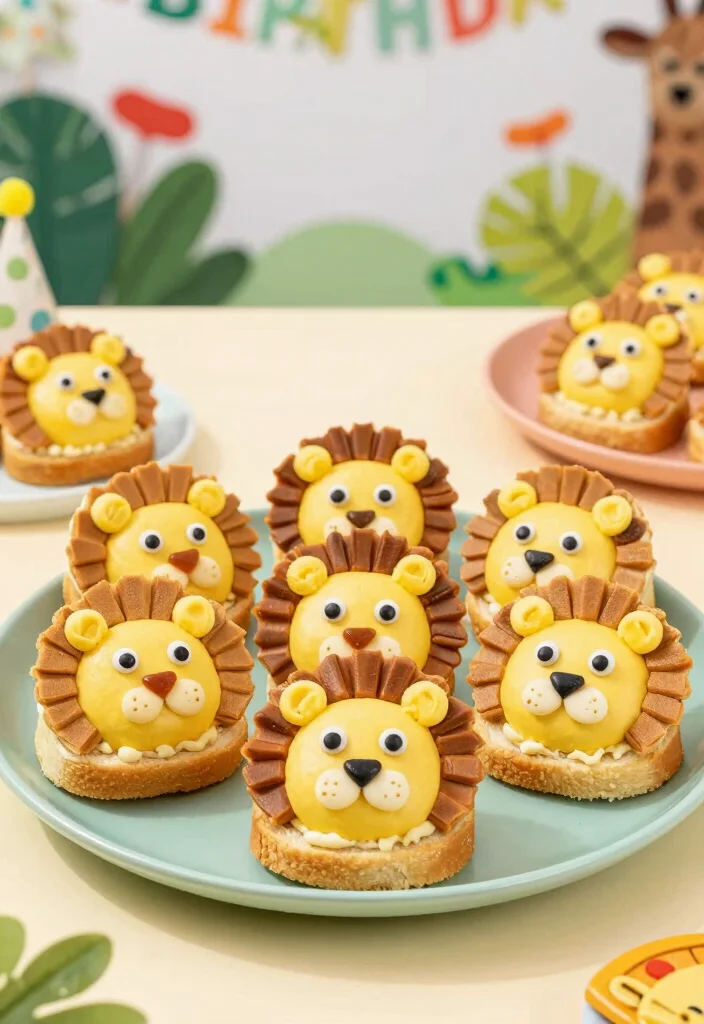 16 Lion Birthday Cake Ideas for a Cute Wild Celebration - 8. Mini Lion Sandwich Cakes 1