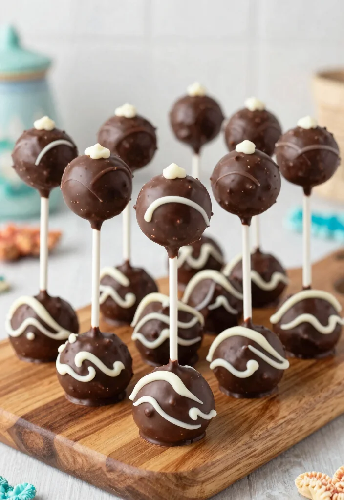 16 Little Mermaid Cake Pops Ideas Under the Sea Theme - 10. Tidal Wave Chocolate Pops 1