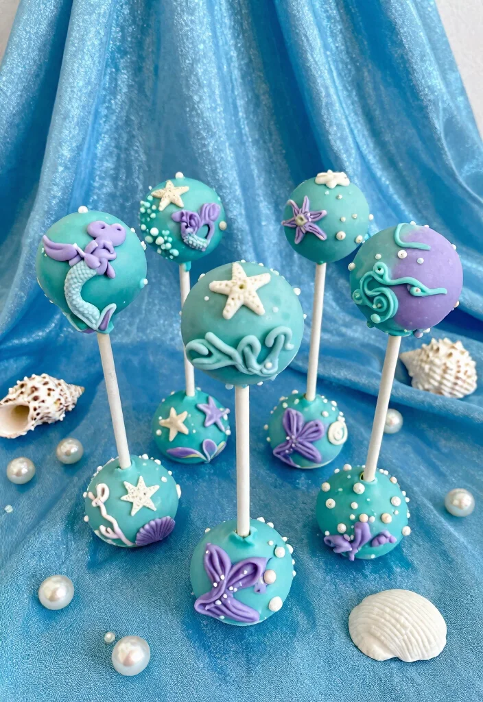 16 Little Mermaid Cake Pops Ideas Under the Sea Theme - 12. Mermaid Lagoon Pops 1