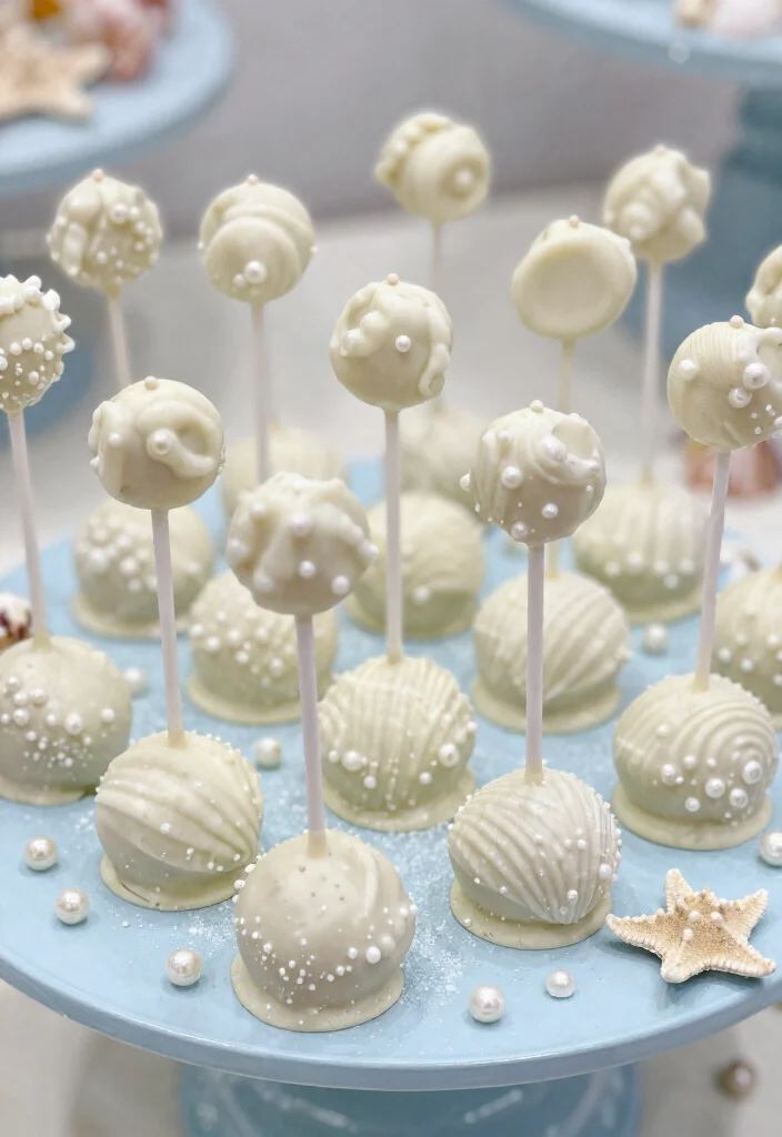16 Little Mermaid Cake Pops Ideas Under the Sea Theme - 3. Seashell Delight Cake Pops 1