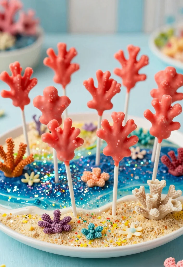 16 Little Mermaid Cake Pops Ideas Under the Sea Theme - 5. Coral Reef Cake Pops 1