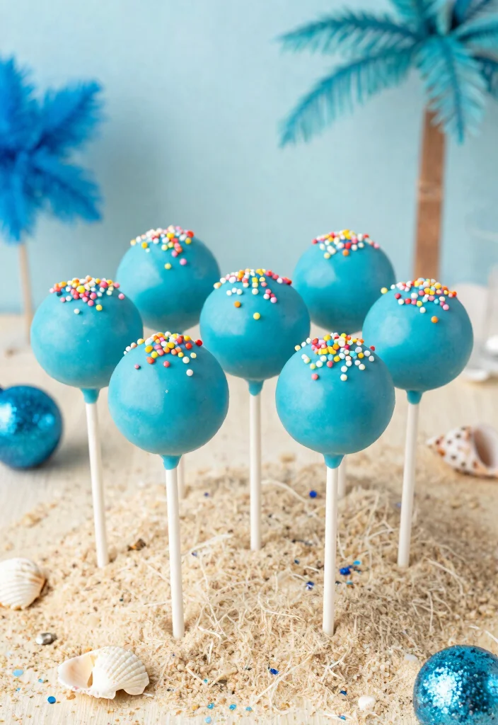 16 Little Mermaid Cake Pops Ideas Under the Sea Theme - 6. Bubblegum Blue Pops 1