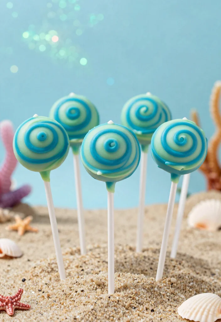 16 Little Mermaid Cake Pops Ideas Under the Sea Theme - 7. Under the Sea Swirl Pops 1
