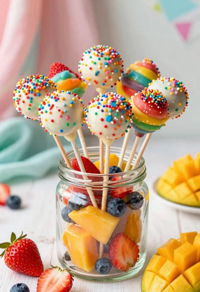 16 No Bake Cake Pops Ideas: Easy Mess-Free Treats - 2. Fruity Rainbow Cake Pops 1