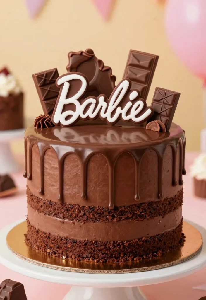 16 Princess Barbie Cake Ideas: Magical Fairytale Designs - 12. Barbie Chocolate Drip Cake 1