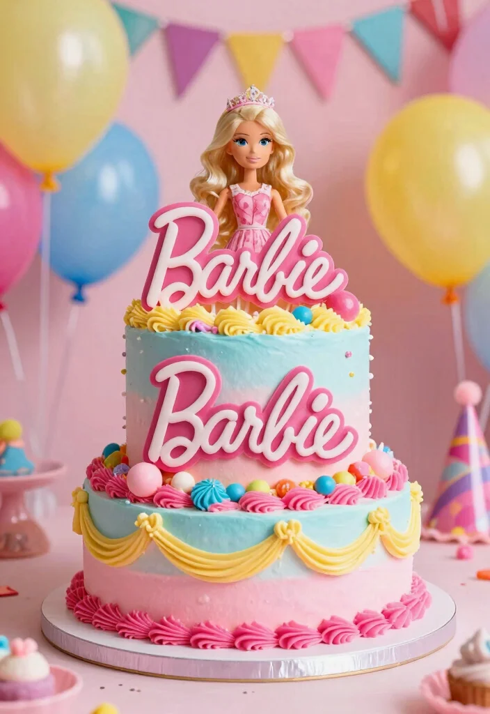 16 Princess Barbie Cake Ideas: Magical Fairytale Designs - 16. Barbie Celebration Cake 1