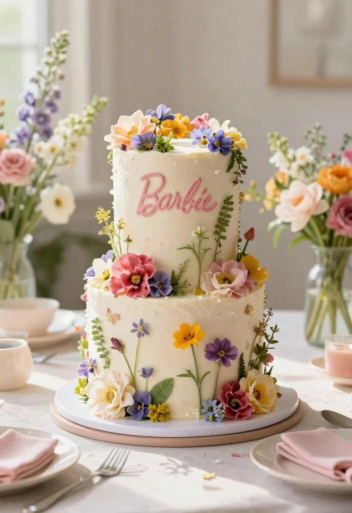 16 Princess Barbie Cake Ideas: Magical Fairytale Designs - 5. Barbie Garden Party Cake 1