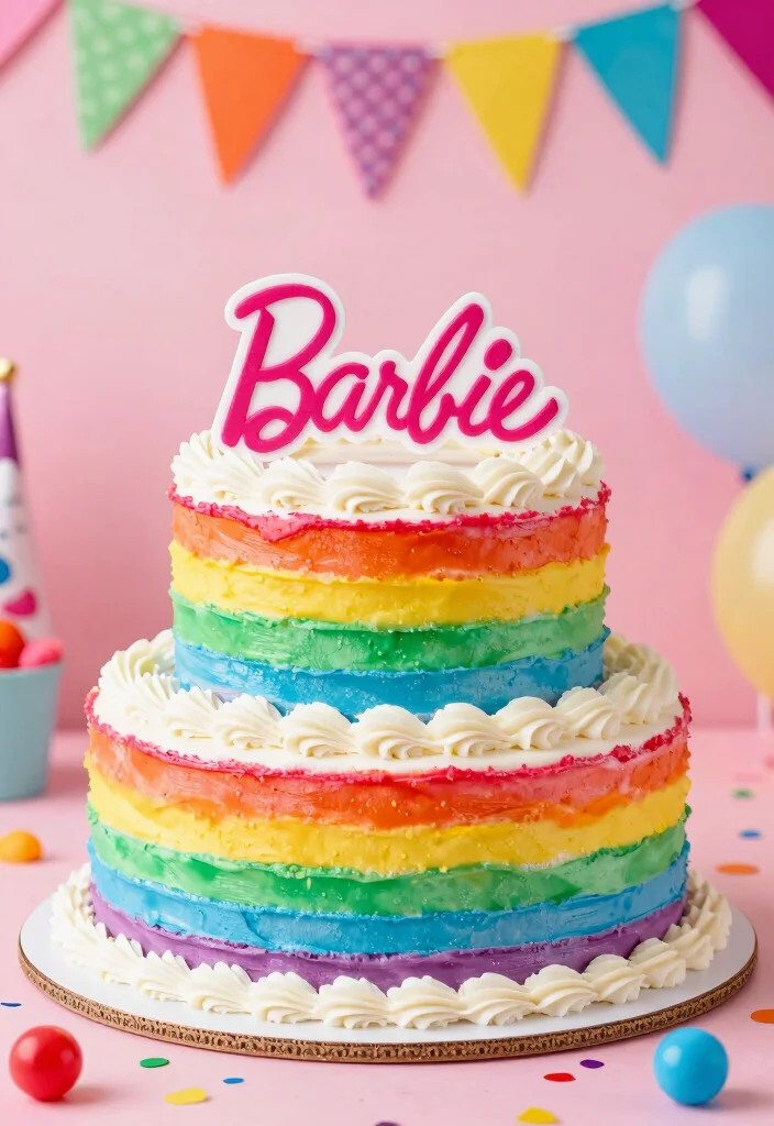 16 Princess Barbie Cake Ideas: Magical Fairytale Designs - 7. Rainbow Barbie Cake 1